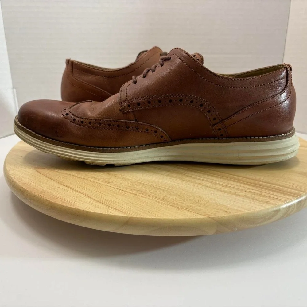 Aston Grey Collection Leu Cognac Tan Leather Oxford Dress Shoes C26471 Mens 11M